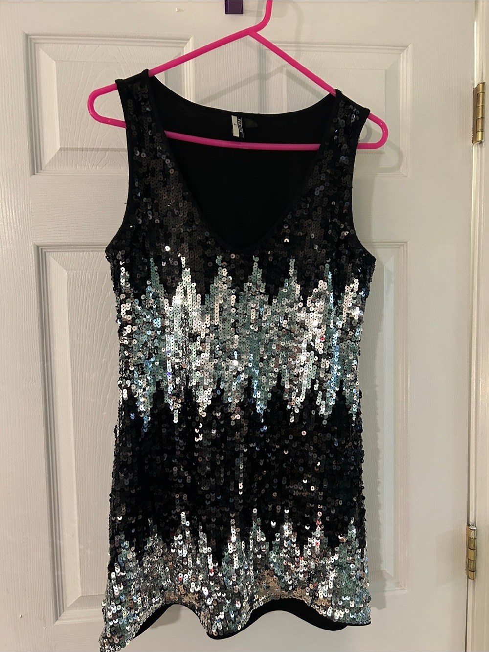 Forever 21 Black Sequin Midi Dress with Silver Ombre